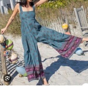 Natural life blue jumpsuit with floral print